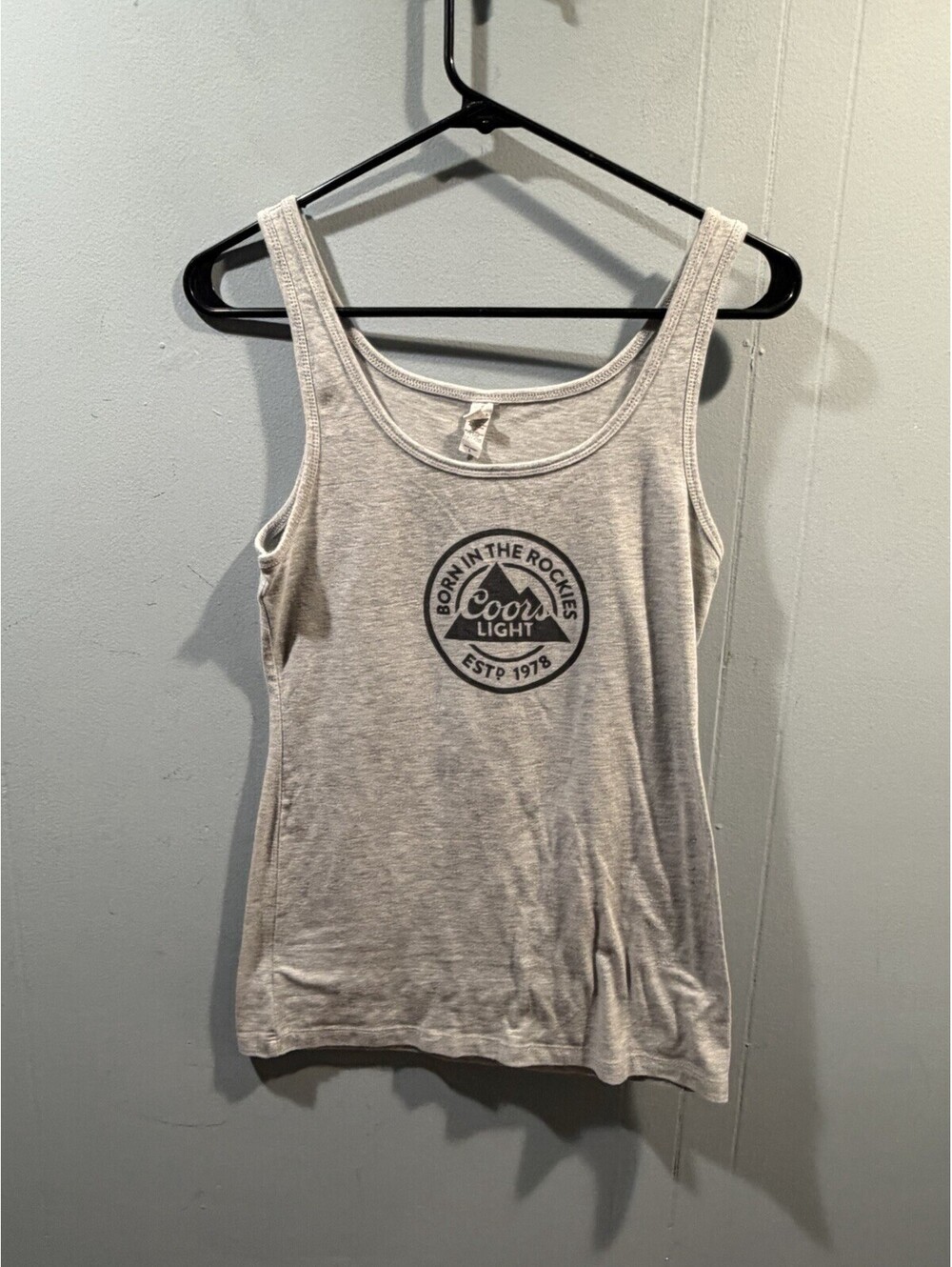 Womens Next Level Tank Top Size Large Born In The Rockies Coors Light Print Gray